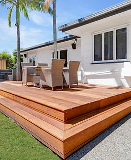 outdoor decking with palm trees