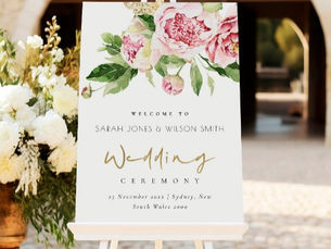 Review Soft Blush Floral Peony Watercolor Wedding Welcome Foam Board