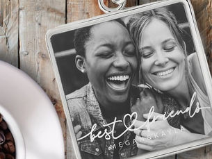 Hot Deals! Modern Chic Heart Best Friends Besties BFF Photo Keychain