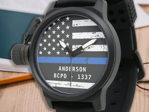 Big Deals! Personalized Thin Blue Line Badge Number Police Watch