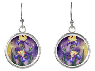 Best Price! Iris Flowers Earrings Irises Painting