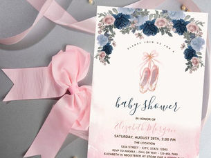 Big Deals! Ballet Shoes Pink Stripes Baby Shower Invitation