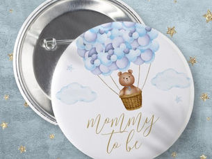 Big Deals! Mommy To Be Teddy Bear Blue Boy Baby Shower Button