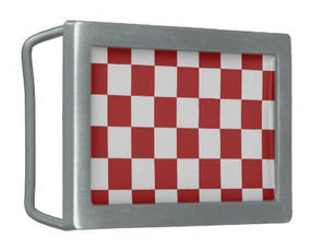 Big Deals! Checkered Red and White Belt Buckle
