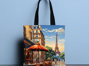 Best Deals! Colorful French Cafe Eiffel Tower Paris France Tote Bag