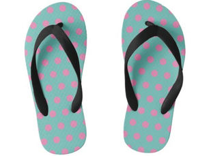 Top 10! Polka Dot Kids Flip Flops (Aqua & Pink)