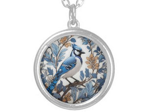 Top 5! Elegant Blue Jay William Morris Inspired Silver Plated Necklace