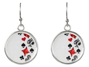 Big Deals! Poker Player Gambler Playing Card Suits Las Vegas Earrings