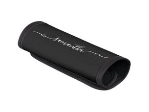 Best Deals! Black and White Heart Swash Signature Name Luggage Handle Wrap