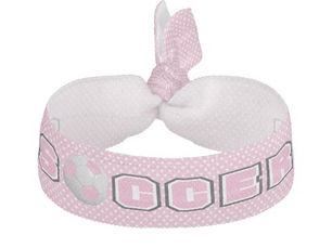 Best Price! Pink and White ⚽Soccer Ball Elastic Hair Tie