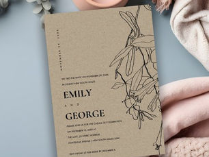 Top 5! KRAFT LINE DRAWING FLORAL WE TIED THE KNOT INVITE