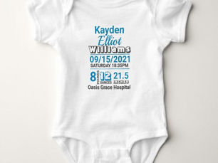 Hot Review! Blue family name baby birth stats announcement baby bodysuit
