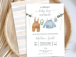 Review Sweet Boho Neutral Clothesline Boy Baby Shower Invitation