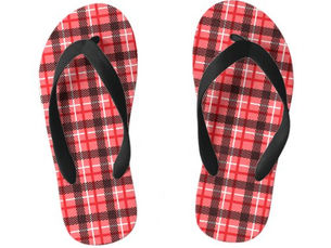 Top 10! Pink and Red Plaid Kid's Flip Flops