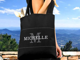 Top 5! Elegant Black Silver Monogram Name Personalized Tote Bag