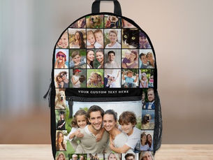 Top 10! Custom 35 Photo Collage Black Printed Printed Backpack