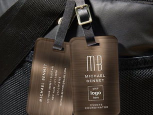 Best Deals! Custom Logo Monogrammed Bronze Brushed Metal Luggage Tag