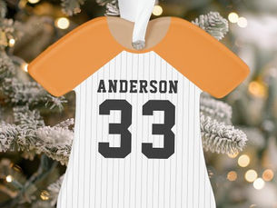 Review Personalized Orange and White Baseball Jersey Ornament