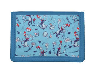 Top 10! Cat In The Hat | Blue Pattern Trifold Wallet