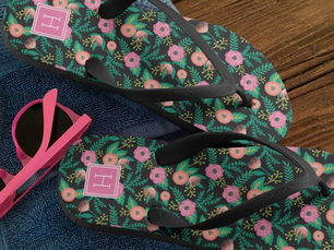 Best Price! Summer Blooms Pink Floral Monogram Flip Flops