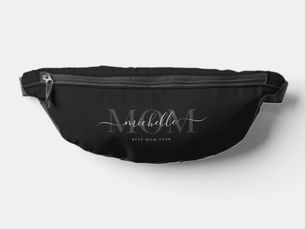 Hot Review! Modern MOM Script Mother's Day Black Fanny Pack