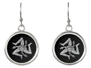 Big Deals! Sicilian Trinacria in Silver Your Background Color Earrings