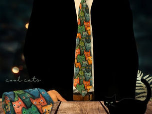 Review Cool Fun Cat Seamles Pattern Neck Tie