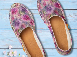 Hot Deals! Purple Watercolor Floral Wild Flowers Girly Espadrilles