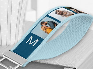 Hot Deals! Monogrammed 6 Photo Collage Landscape Ocean Blue Wrist Keychain