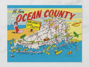 Best Price! Jersey Shore Illustrated Map Postcard