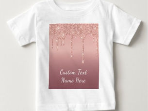 Hot Review! Rose Gold Blush Glitter Drips Your Text Name Baby T-Shirt