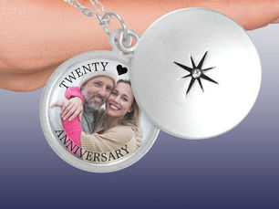 Best Deals! Silver Wedding Twenty Fifth Anniversary Photo Locket Necklace