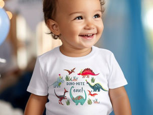 Hot Deals! Cute dinosaur first one boy birthday party baby T-Shirt