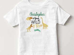 Big Deals! Young Wild & Three Dinosaur Boys 3rd Birthday Toddler T-shirt