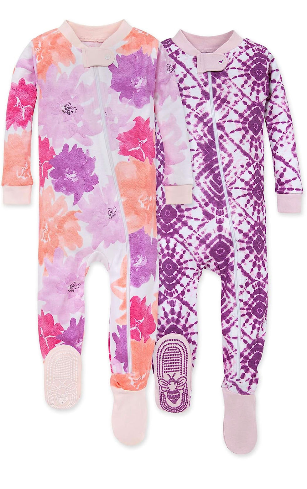 Organic Baby Zip Front Snug Fit Sleeper Pack of 2 - Watercolour Spring