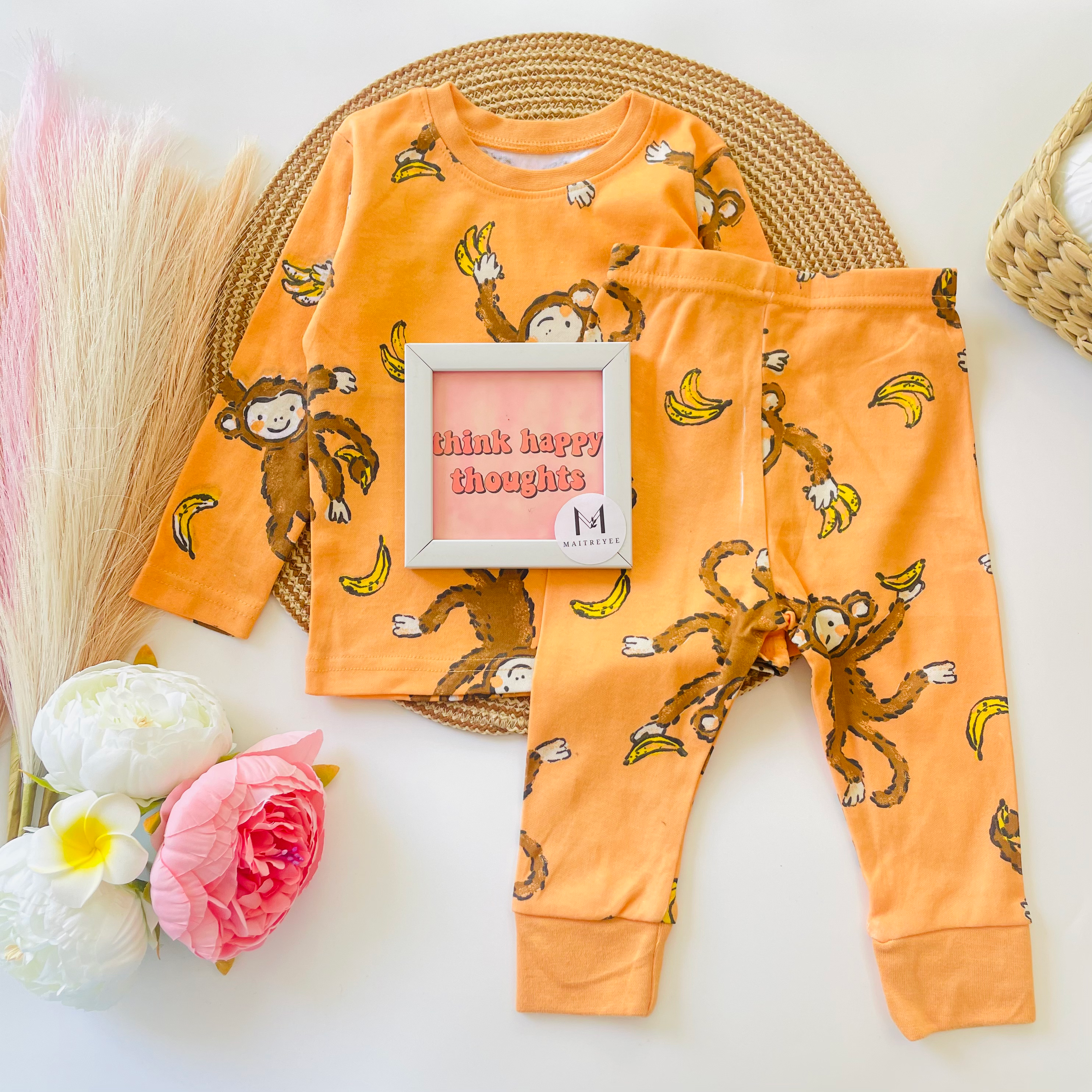 All-Over Print T-shirt and Pyjama Set - Monkey