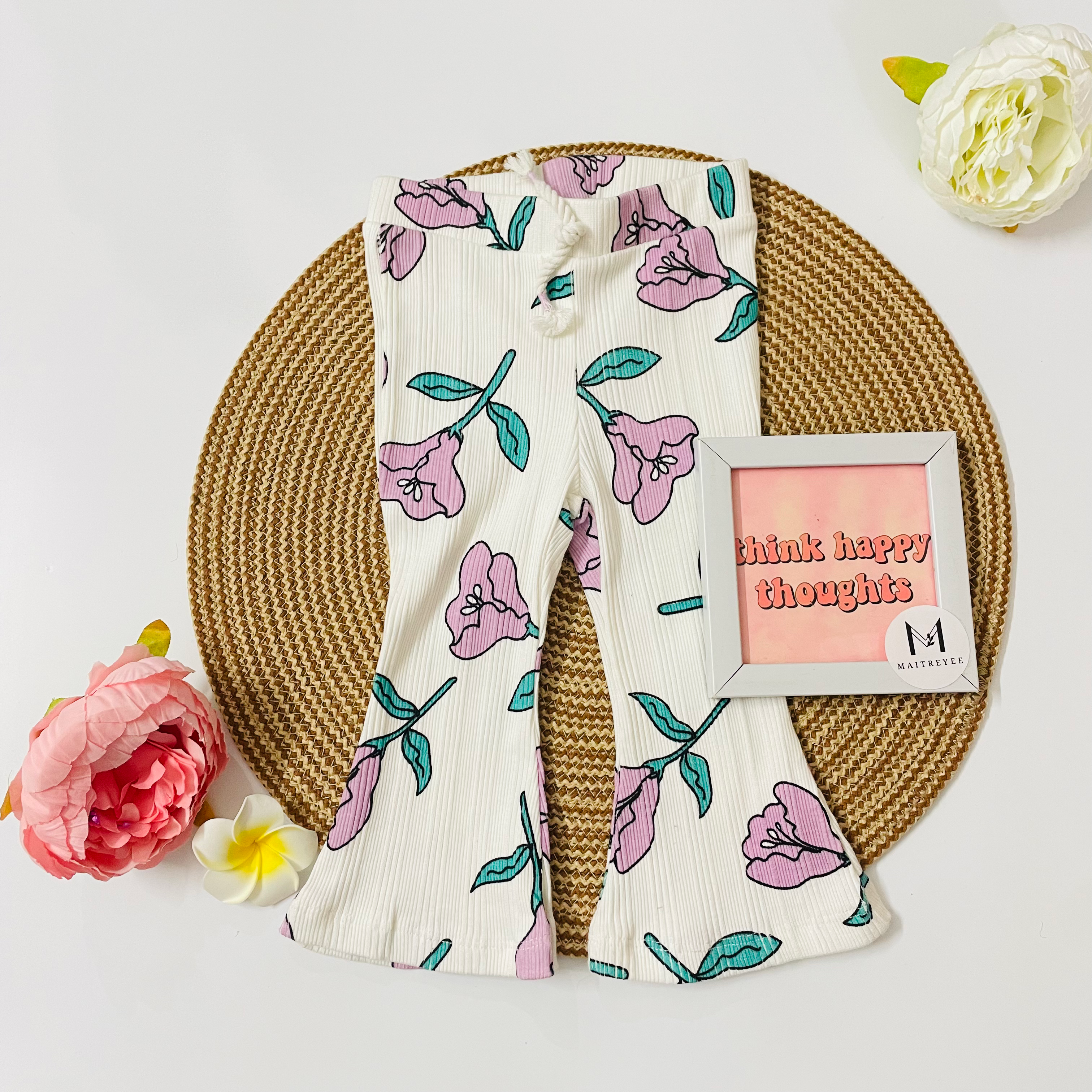 JS Ribbed Pants Purple Flowers