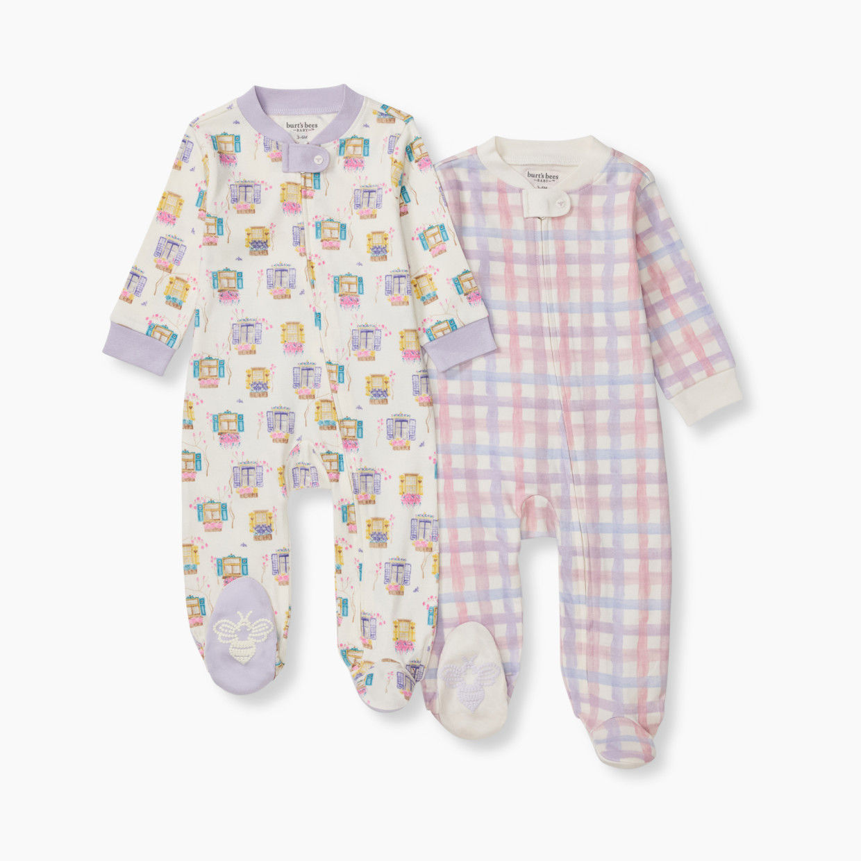 Name Masked Baby Relaxed Fit Organic Cotton Sleepsuits Pack of 2 - Swiss Chalet