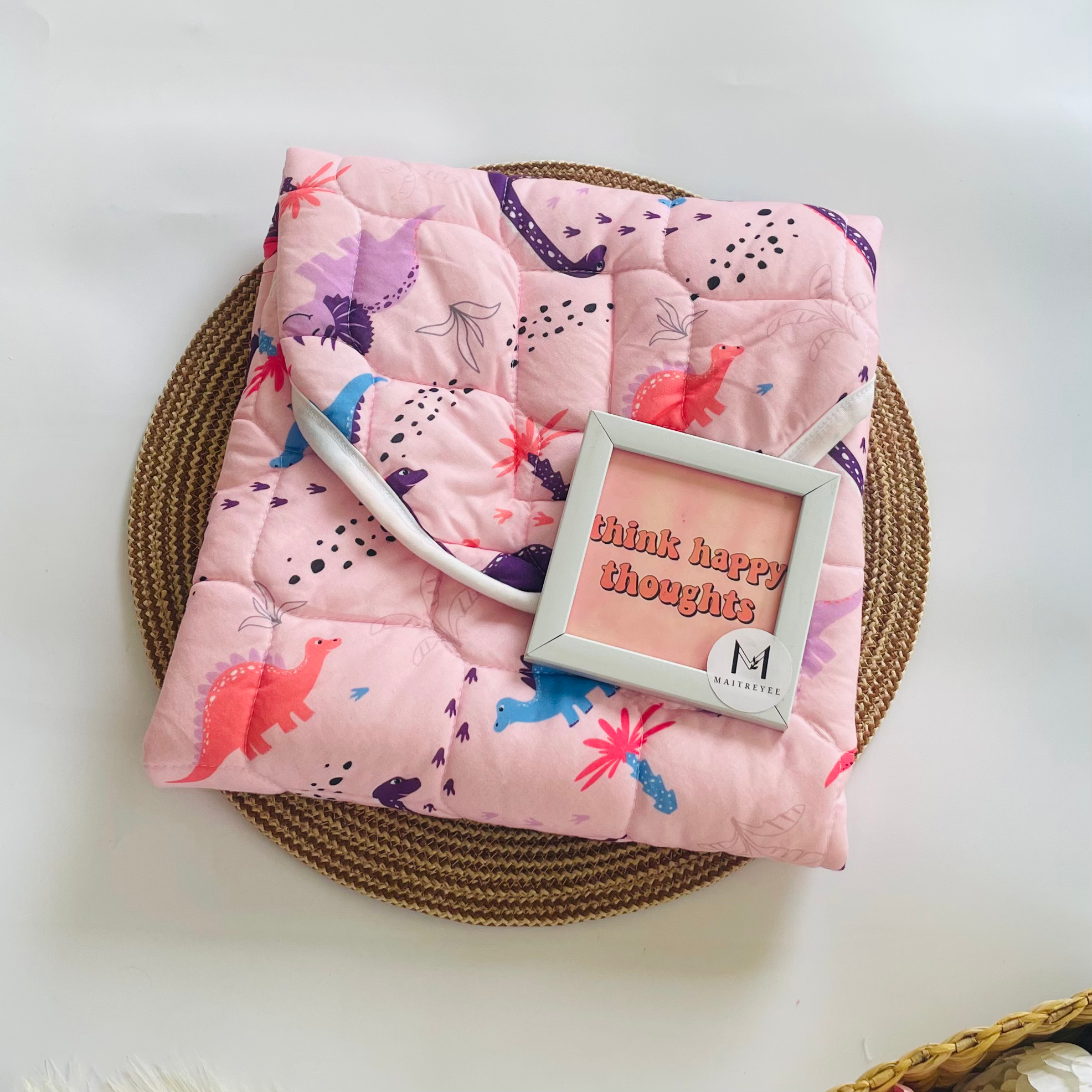 Baby Printed Wrapper – Single Jersey - Pink Dinos