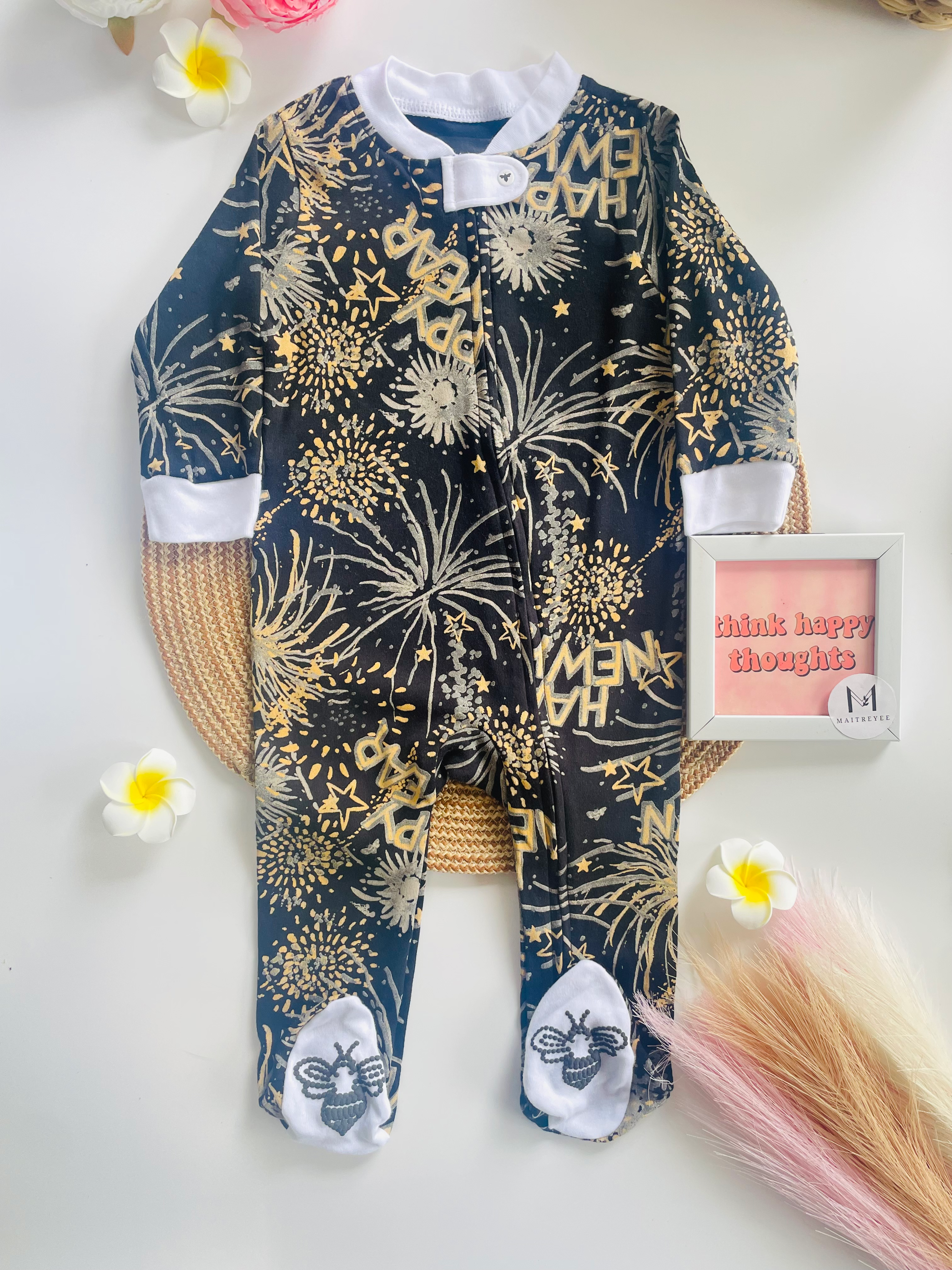 Name Masked Organic Cotton Sleepsuit  Zipper Relaxed Fit 