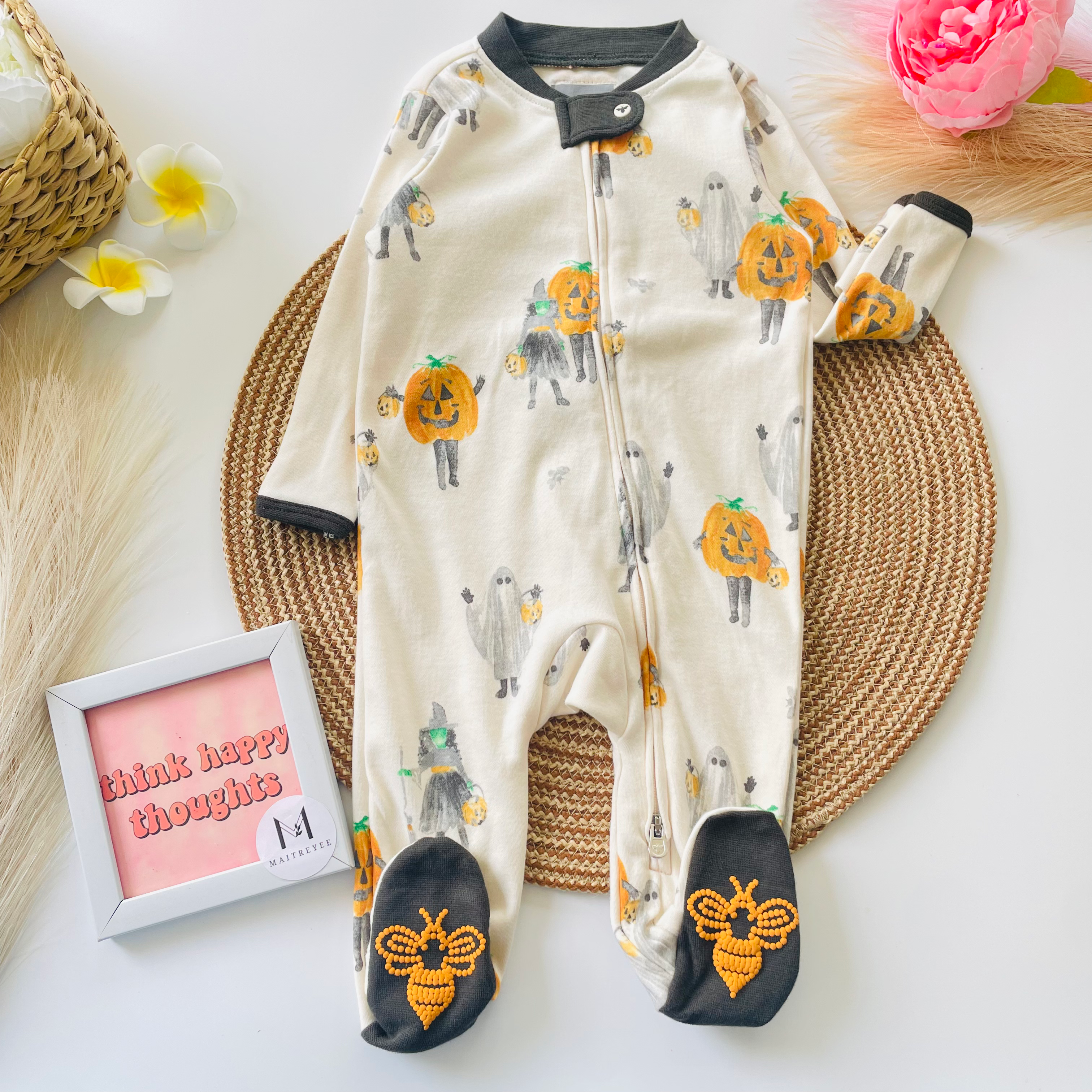 Name Masked Organic Cotton Sleepsuit 2 Way Zipper Relaxed Fit  