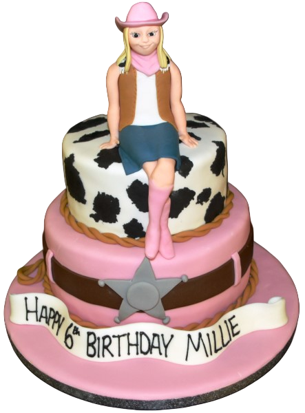 A beautifully designed Cowgirl Duo cake with intricate detailing and vibrant colours, perfect for themed parties and celebrations.