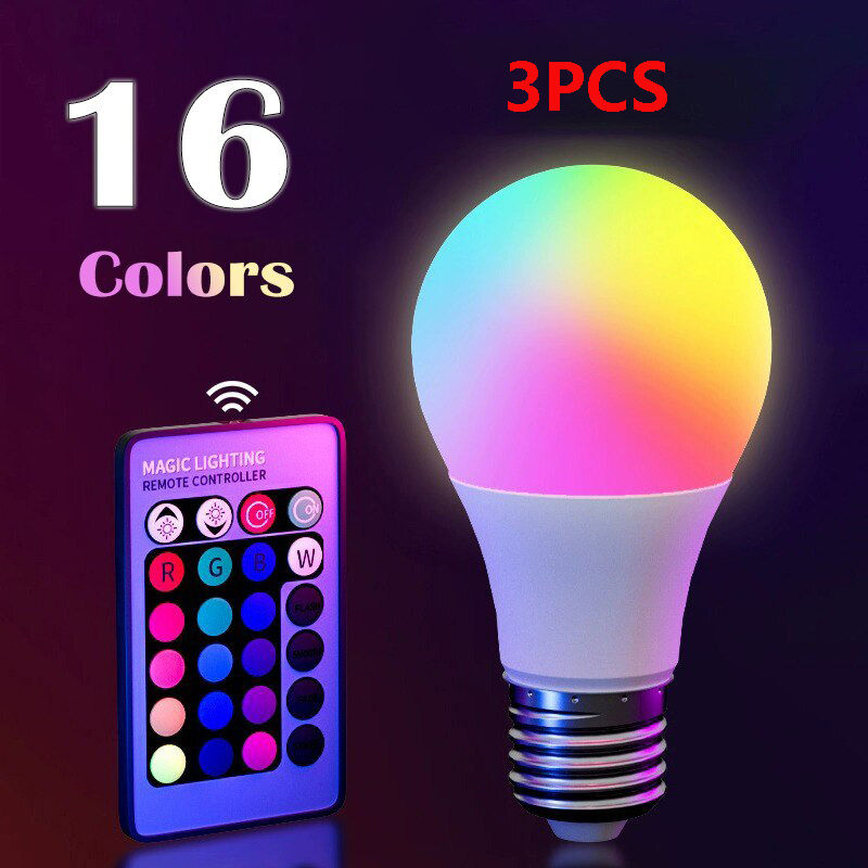 Thumbnail: 16 Colors RGB Bulb LED Multicolor Bulb E27 220V Household Lighting Dimmable 24 K