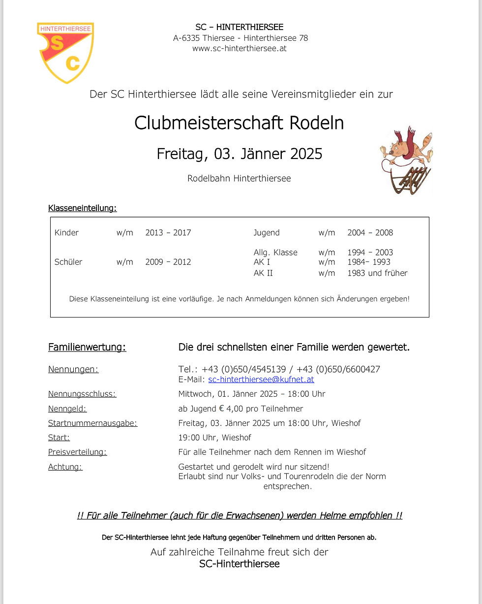 Vereinsmeisterschaft Rodeln 