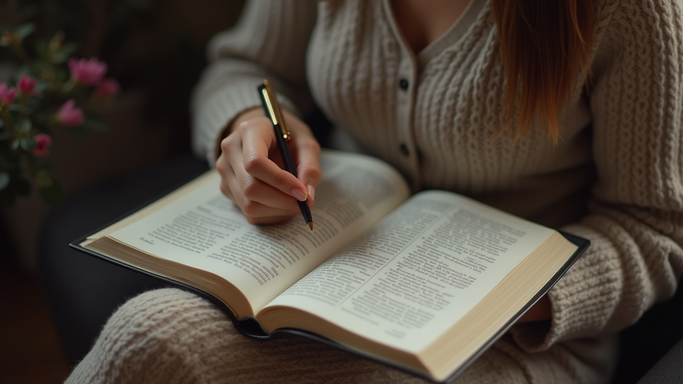 High angle view of a student reading a book on emotional intelligence