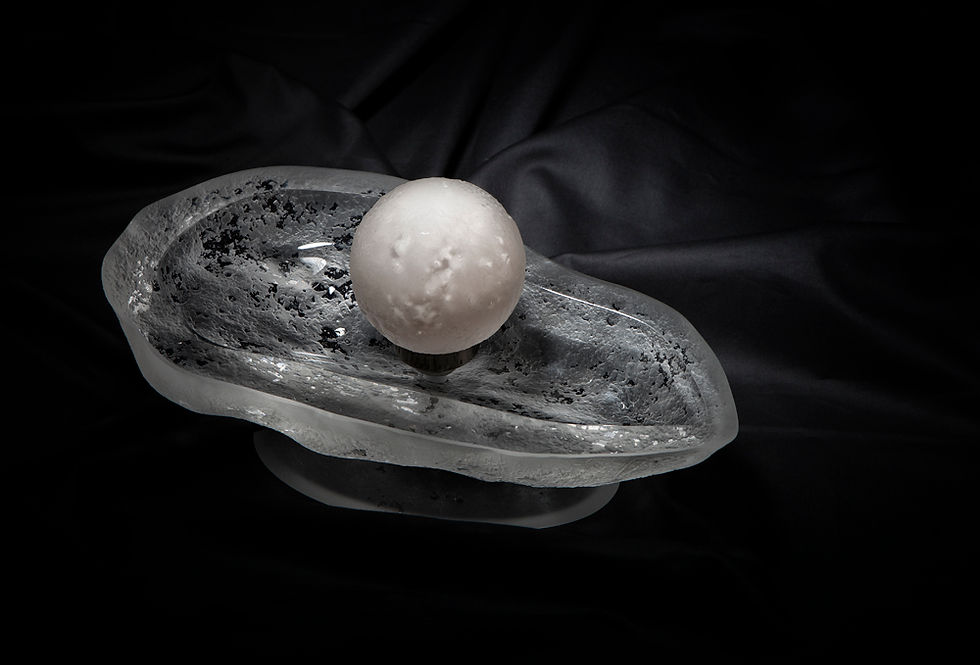 Thumbnail: Oyster Shell with Pearl Table lamp Sea energy LED lighting handcrafted gold opal