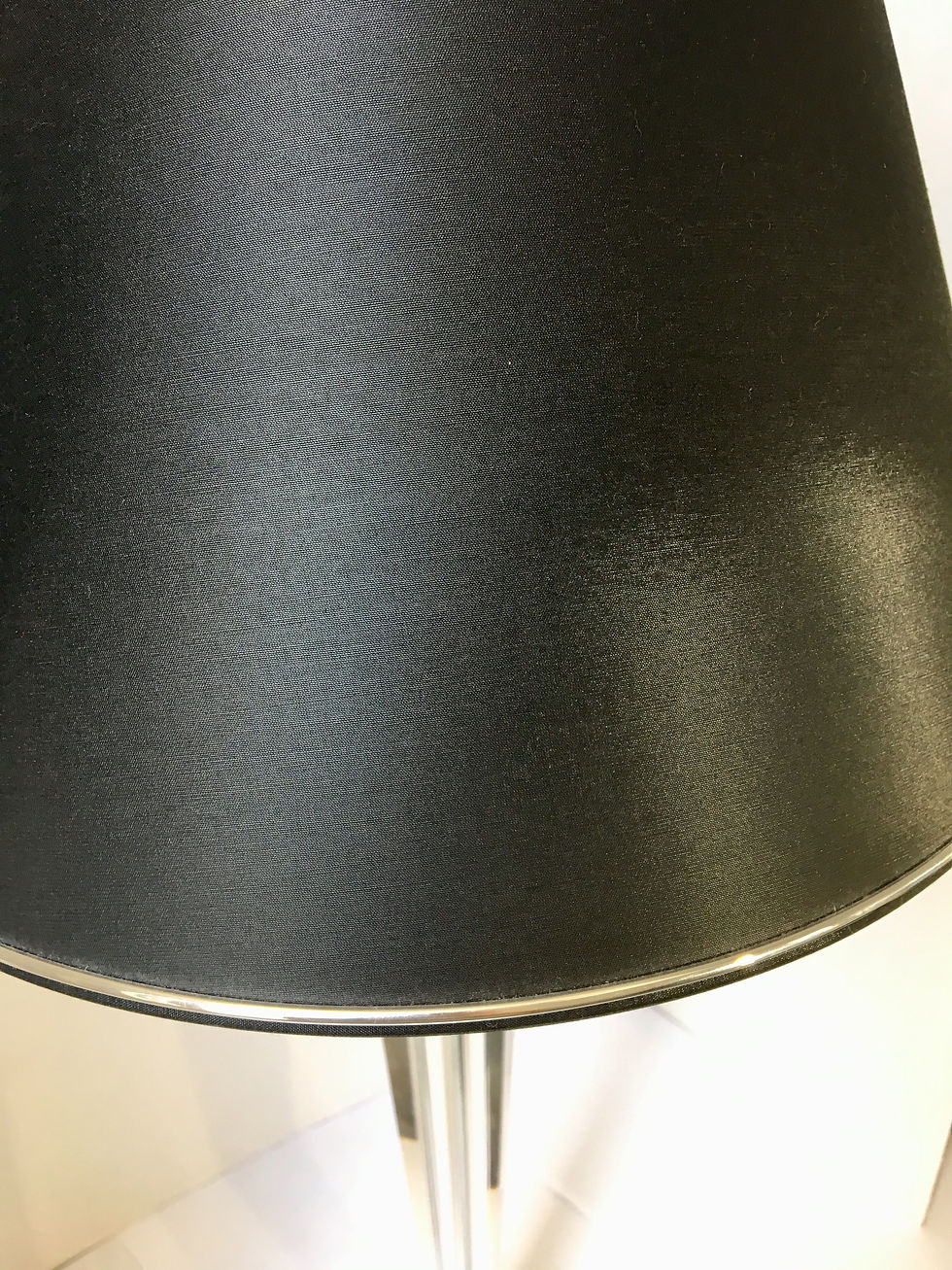 Thumbnail: High table lamp with black shade and optic crystal heavy base in silver finish