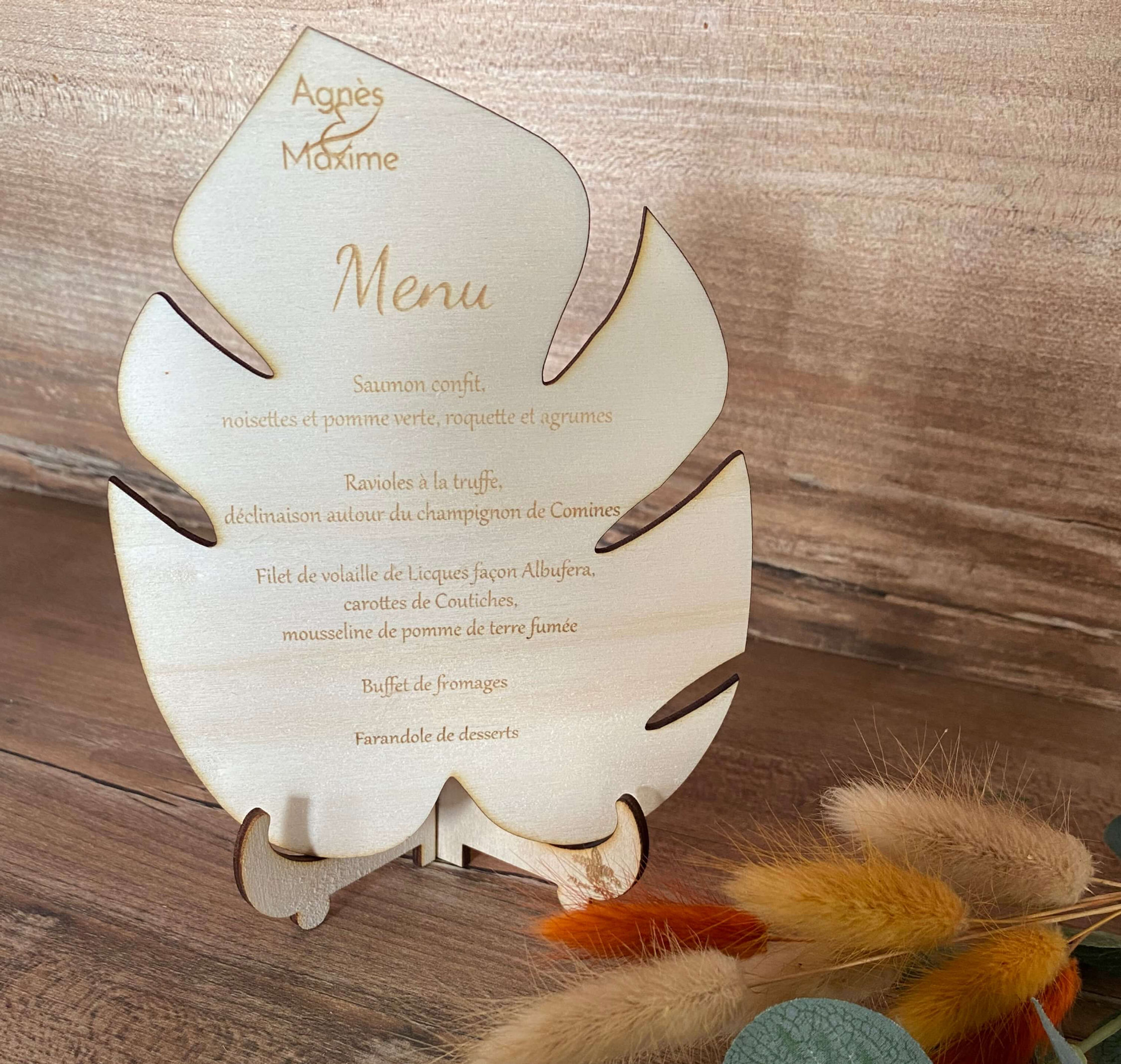 Menu en bois Jungle – Décoration naturelle