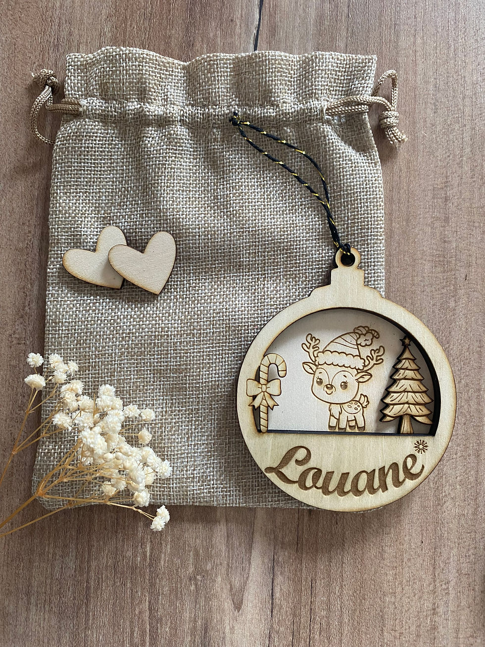 Miniature : boule noël prénom personnalisable bois 3d