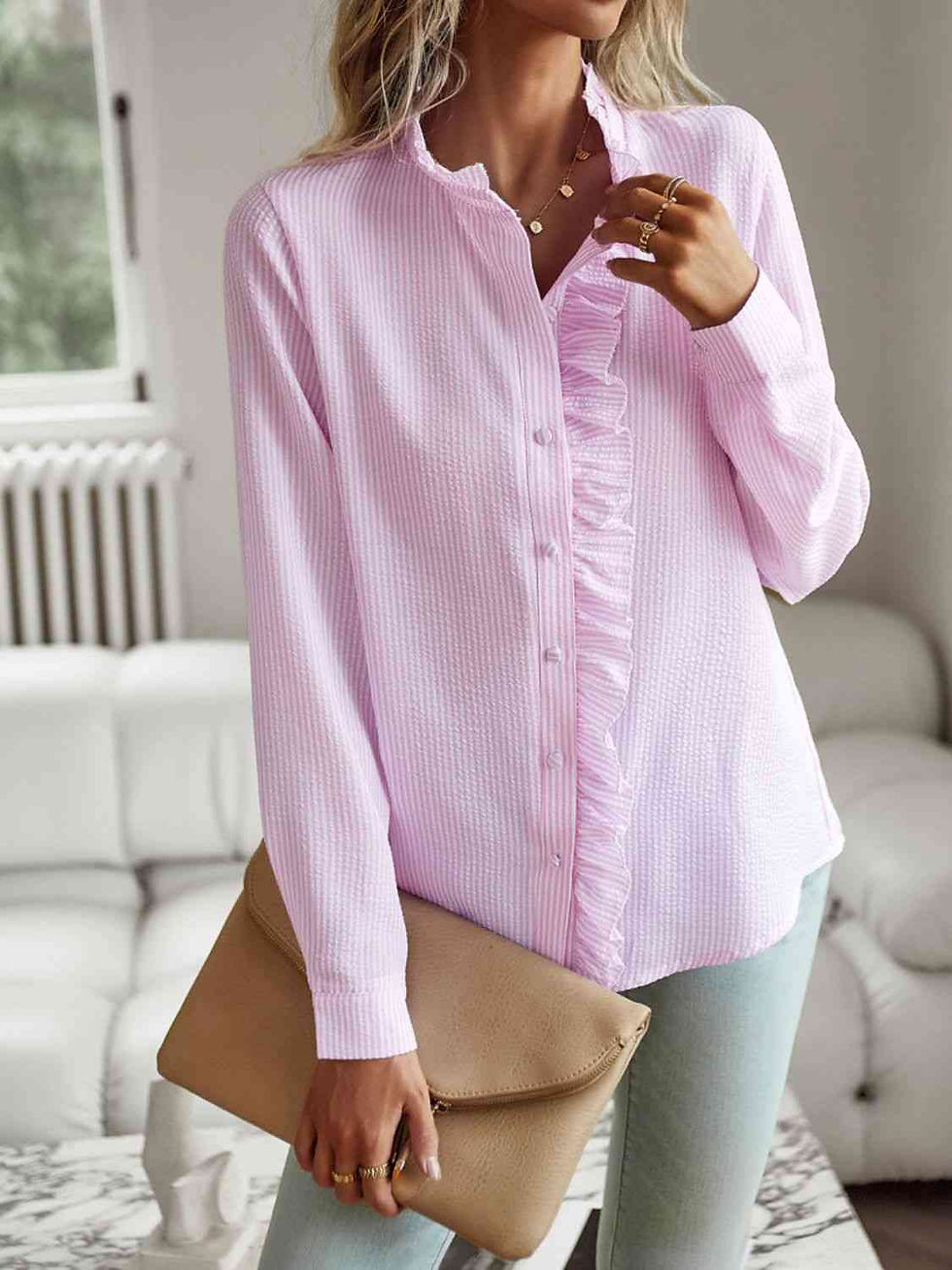 Miniatura: Chic Ruffle Accent Blouse
